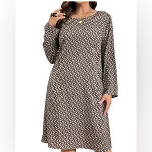 Black and Beige Geometric Patterned Dress